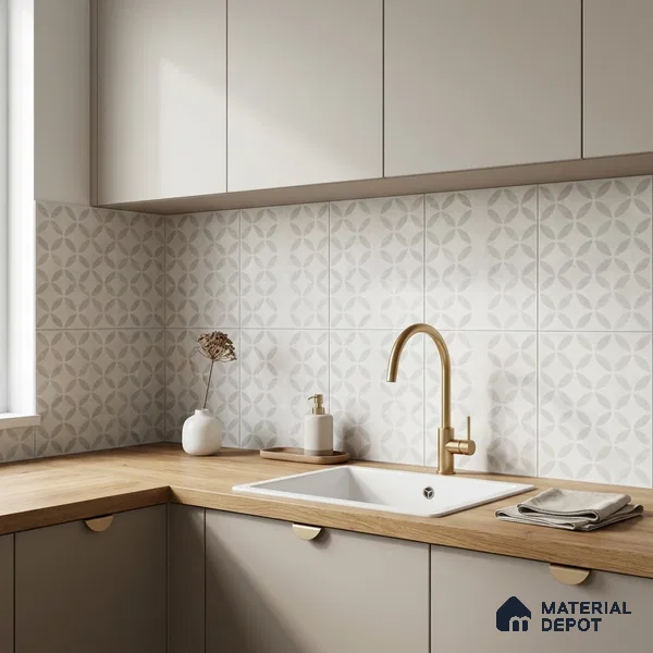 Moroccan Floor Tile TL 12144 B 20285 Mist Viena 1 ft x 1 ft Matte Finish Vitrified Tile - 9 mm | Suitable For Bathroom, Balcony, Kitchen