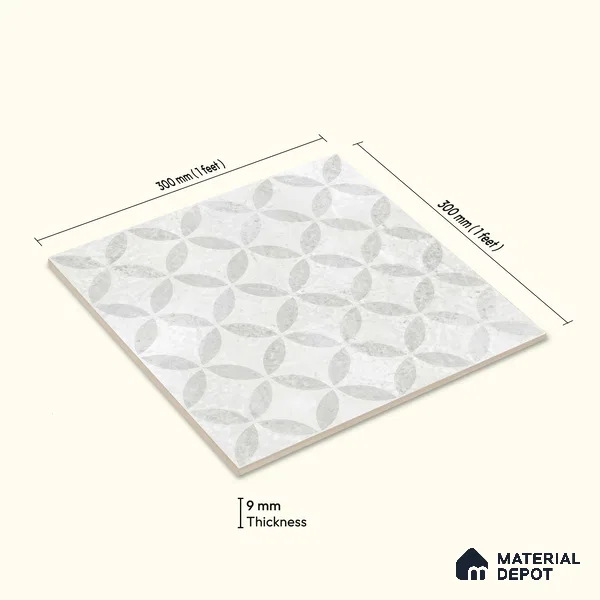 Moroccan Floor Tile TL 12144 B 20285 Mist Viena 1 ft x 1 ft Matte Finish Vitrified Tile - 9 mm | Suitable For Bathroom, Balcony, Kitchen