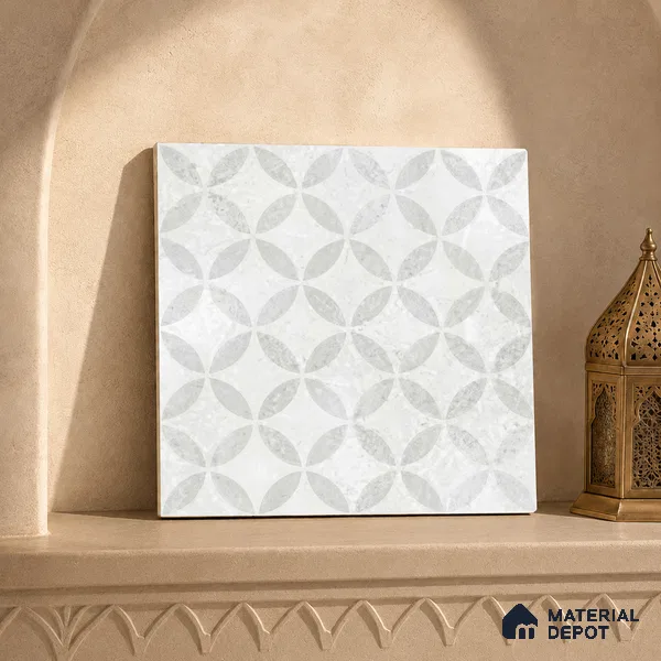 Moroccan Floor Tile TL 12144 B 20285 Mist Viena 1 ft x 1 ft Matte Finish Vitrified Tile - 9 mm | Suitable For Bathroom, Balcony, Kitchen