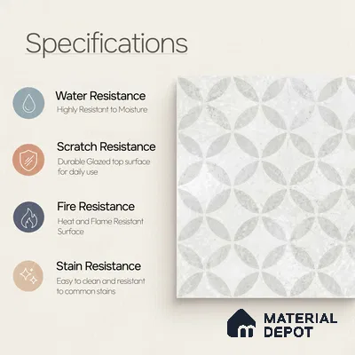 Moroccan Floor Tile TL 12144 B 20285 Mist Viena 1 ft x 1 ft Matte Finish Vitrified Tile - 9 mm | Suitable For Bathroom, Balcony, Kitchen