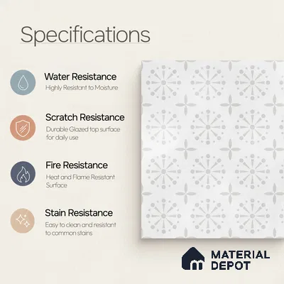 Moroccan Floor Tile TL 12144 C 20288 Mist Apollo 1 ft x 1 ft Matte Finish Vitrified Tile - 9 mm | Suitable For Bathroom, Balcony, Kitchen