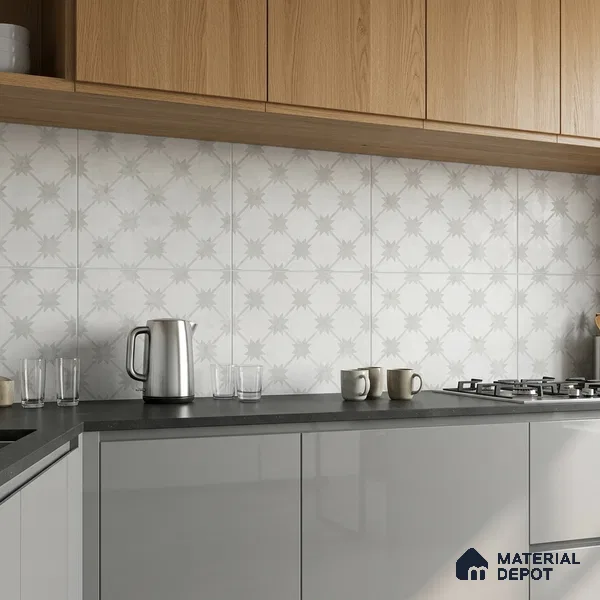 Moroccan Floor Tile TL 12144 20284 Mist Empire 1 ft x 1 ft Matte Finish Vitrified Tile - 9 mm | Suitable For Bathroom, Balcony, Kitchen