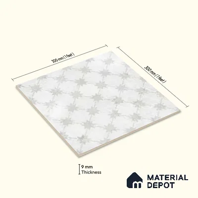 Moroccan Floor Tile TL 12144 20284 Mist Empire 1 ft x 1 ft Matte Finish Vitrified Tile - 9 mm | Suitable For Bathroom, Balcony, Kitchen