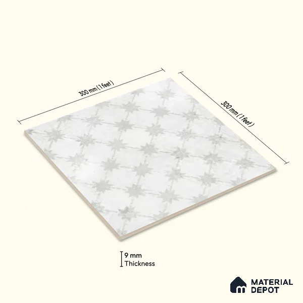 Moroccan Floor Tile TL 12144 20284 Mist Empire 1 ft x 1 ft Matte Finish Vitrified Tile - 9 mm | Suitable For Bathroom, Balcony, Kitchen