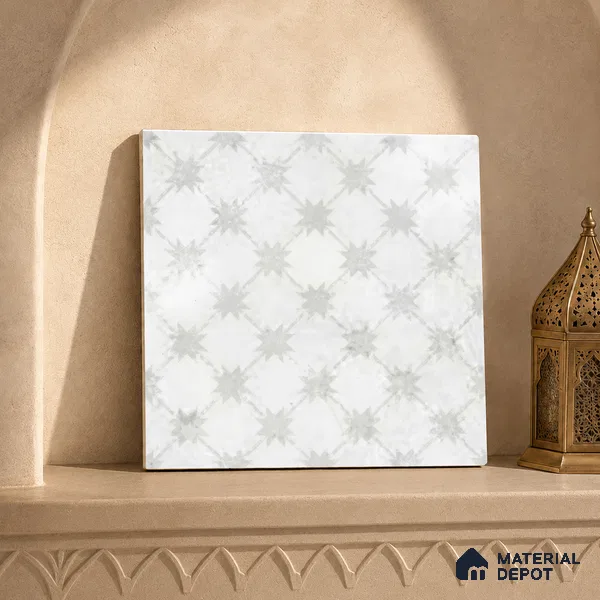 Moroccan Floor Tile TL 12144 20284 Mist Empire 1 ft x 1 ft Matte Finish Vitrified Tile - 9 mm | Suitable For Bathroom, Balcony, Kitchen