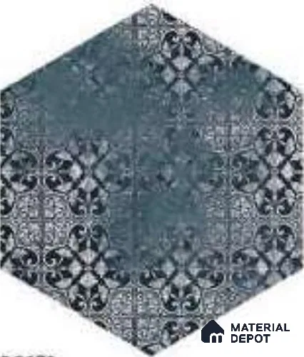 Hexagonal Tiles Floor Tile TL 12146 90131 Emerald Aqua 10 inc x 8.5 inc Carving Matte Finish  Vitrified Tile - 9 mm
