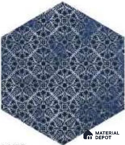 Hexagonal Tiles Floor Tile TL 12146 C 90133 Emerald Blue 10 inc x 8.5 inc Carving Matte Finish  Vitrified Tile - 9 mm