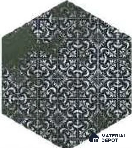 Hexagonal Tiles Floor Tile TL 12146 D 90134 Emerald Green 10 inc x 8.5 inc Carving Matte Finish  Vitrified Tile - 9 mm