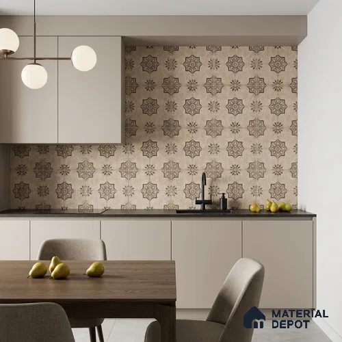 Moroccans Floor & Wall Tile TL 12153 D SP 80081 Vintage Orion Gris 8 inc x 8 inc Matte Finish  Vitrified Tile - 9 mm
