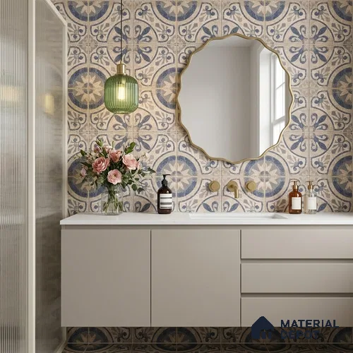 Moroccans Floor & Wall Tile TL 12153 J SP 80092 Vintage Elora Azul 8 inc x 8 inc Matte Finish Vitrified Tile - 9 mm