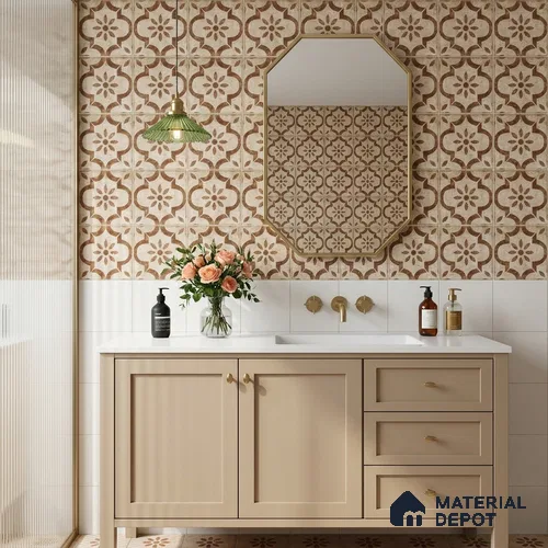Moroccans Floor & Wall Tile TL 12153 L SP 80063 Vintage Mesina Caffe 8 inc x 8 inc Matte Finish  Vitrified Tile - 9 mm