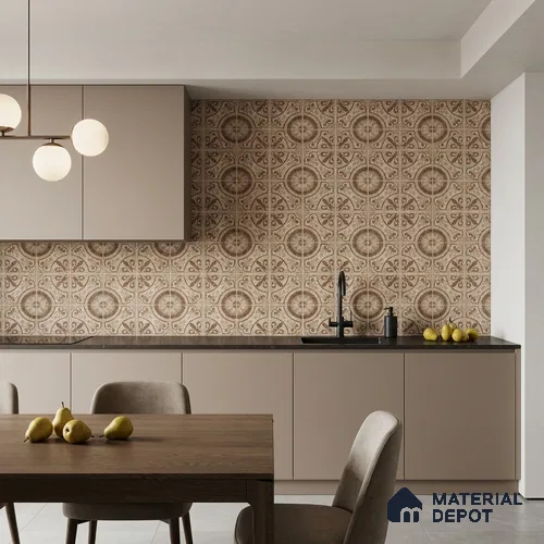 Moroccans Floor & Wall Tile TL 12153 O SP 80093 Vintage Elora Caffe 8 inc x 8 inc Matte Finish Vitrified Tile - 9 mm