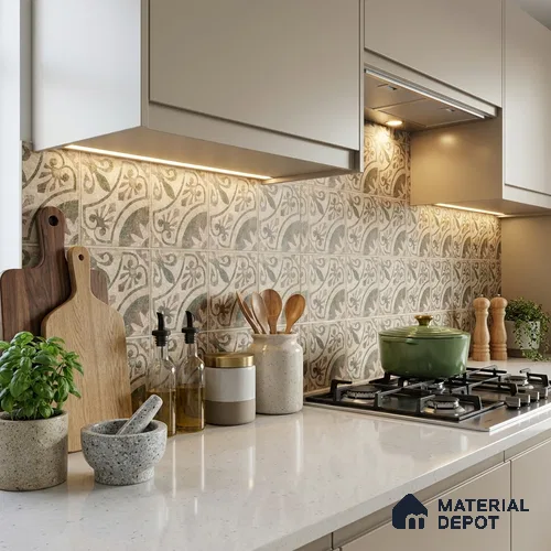 Moroccans Floor & Wall Tile TL 12153 T SP 80094 Vintage Elora Foresta 8 inc x 8 inc Matte Finish Vitrified Tile - 9 mm