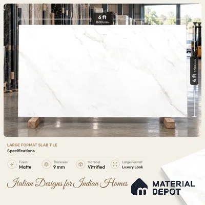 Marbles & Stones Floor Tile TL 12168 Calacatta Florence Endless 6 ft x 4 ft Matte Finish  Vitrified Tile - 9 mm
