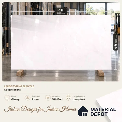 Marbles & Stones Floor Tile TL 12169 B Oriental Blanco Endless 6 ft x 4 ft Glossy Finish  Vitrified Tile - 9 mm