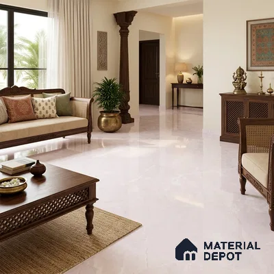 Marbles & Stones Floor Tile TL 12169 B Oriental Blanco Endless 6 ft x 4 ft Glossy Finish  Vitrified Tile - 9 mm