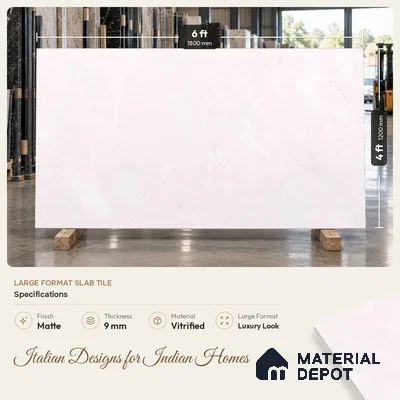 Marbles & Stones Floor Tile TL 12169 Oriental Blanco Endless 6 ft x 4 ft Matte Finish  Vitrified Tile - 9 mm