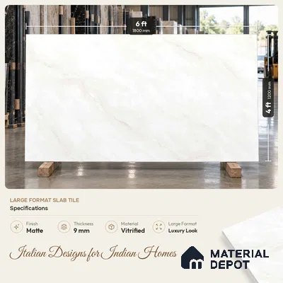 Marbles & Stones Floor Tile TL 12170 Maserati White Endless 6 ft x 4 ft Matte Finish  Vitrified Tile - 9 mm