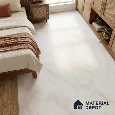 Marbles & Stones Floor Tile TL 12170 Maserati White Endless 6 ft x 4 ft Matte Finish  Vitrified Tile - 9 mm