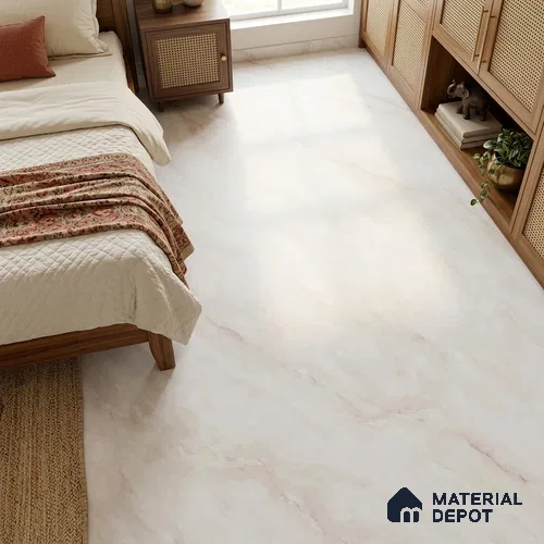Marbles & Stones Floor Tile TL 12170 Maserati White Endless 6 ft x 4 ft Matte Finish Vitrified Tile - 9 mm