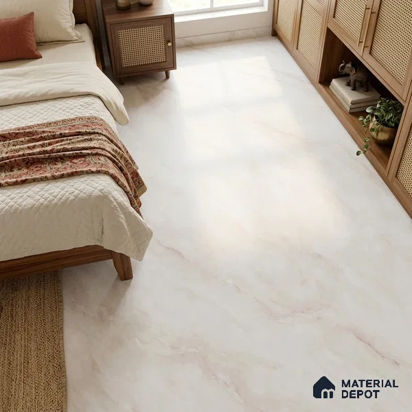 Marbles & Stones Floor Tile TL 12170 Maserati White Endless 6 ft x 4 ft Matte Finish Vitrified Tile - 9 mm