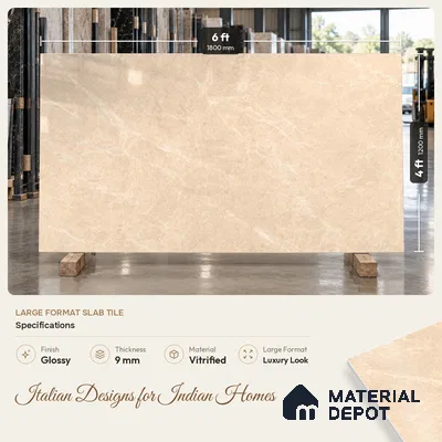 Marbles & Stones Floor Tile TL 12171 B Provenza Beige Endless 6 ft x 4 ft Glossy Finish  Vitrified Tile - 9 mm
