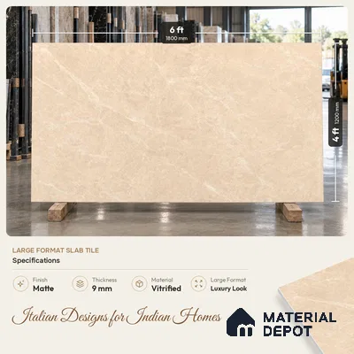Marbles & Stones Floor Tile TL 12171 Provenza Beige Endless 6 ft x 4 ft Matte Finish  Vitrified Tile - 9 mm