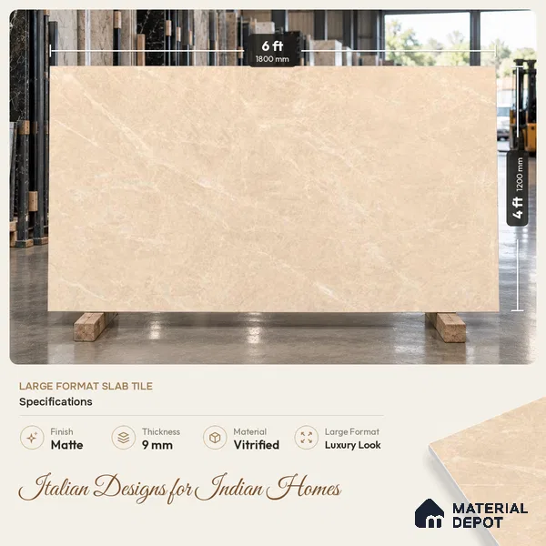 Marbles & Stones Floor Tile TL 12171 Provenza Beige Endless 6 ft x 4 ft Matte Finish Vitrified Tile - 9 mm
