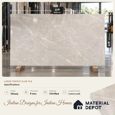 Marbles & Stones Floor Tile TL 12172 B Provenza Grey Endless 6 ft x 4 ft Glossy Finish  Vitrified Tile - 9 mm