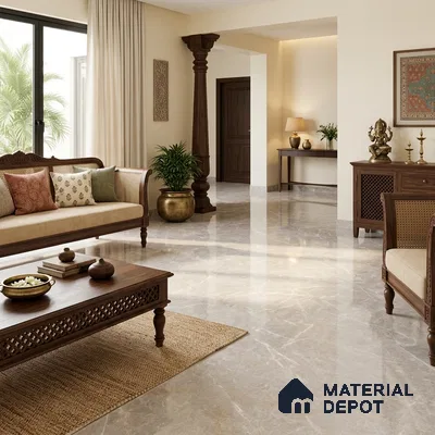 Marbles & Stones Floor Tile TL 12172 B Provenza Grey Endless 6 ft x 4 ft Glossy Finish  Vitrified Tile - 9 mm
