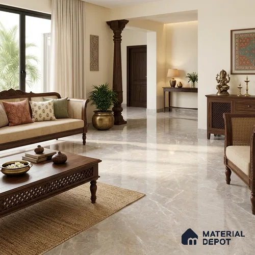 Marbles & Stones Floor Tile TL 12172 B Provenza Grey Endless 6 ft x 4 ft Glossy Finish Vitrified Tile - 9 mm