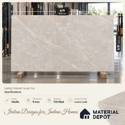 Marbles & Stones Floor Tile TL 12172 Provenza Grey Endless 6 ft x 4 ft Matte Finish  Vitrified Tile - 9 mm