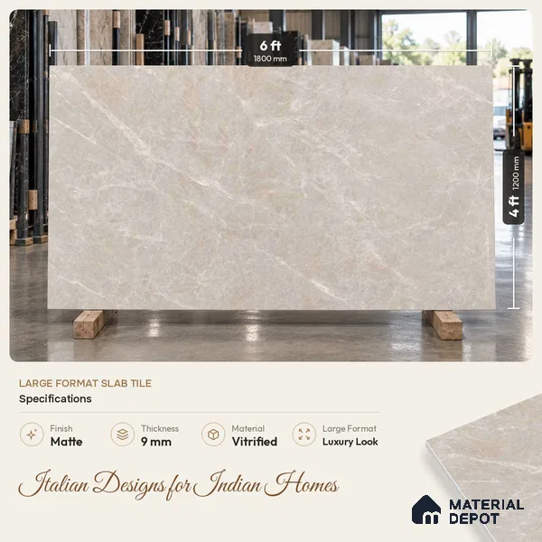 Marbles & Stones Floor Tile TL 12172 Provenza Grey Endless 6 ft x 4 ft Matte Finish Vitrified Tile - 9 mm
