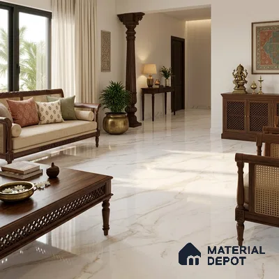 Marbles & Stones Floor Tile TL 12173 Raykar Gold 6 ft x 4 ft Glossy Finish  Vitrified Tile - 9 mm