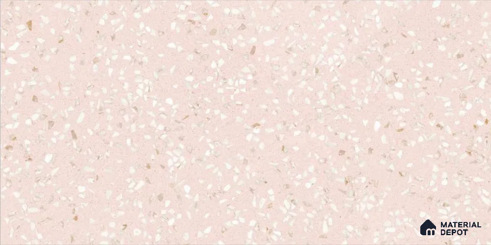 Terrazzo Floor & Wall Tile TL 12176 C Royal Terra Pink 4 ft x 2 ft Glue Matte Finish Vitrified Tile - 9 mm