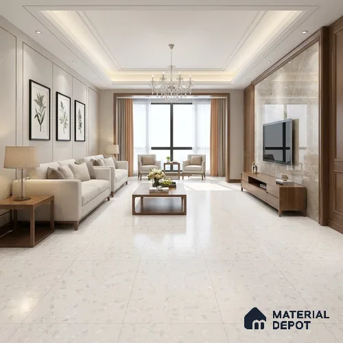 Terrazzo Floor & Wall Tile TL 12176 E Royal Terra Blanco 4 ft x 2 ft Glue Matte Finish  Vitrified Tile - 9 mm