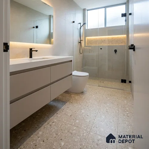 Terrazzo Floor Tile TL 12251 Arizon Beige 4 ft x 2 ft Matte Finish Vitrified Tile - 9 mm | 5 Random Designs