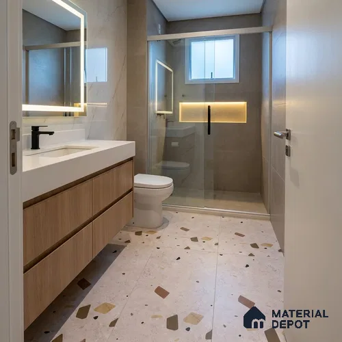 Terrazzo Floor & Wall Tile TL 12262 Marqus Easter 4 ft x 2 ft Carving Matte Finish Vitrified Tile - 9 mm | 4 Random Designs