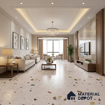 Terrazzo Floor & Wall Tile TL 12262 Marqus Easter 4 ft x 2 ft Carving Matte Finish Vitrified Tile - 9 mm | 4 Random Designs