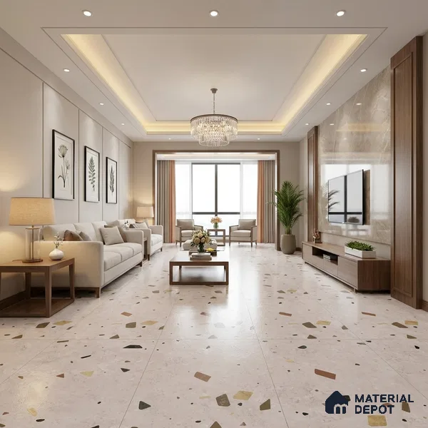 Terrazzo Floor & Wall Tile TL 12262 Marqus Easter 4 ft x 2 ft Carving Matte Finish Vitrified Tile - 9 mm | 4 Random Designs