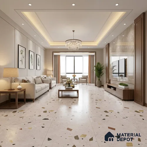 Terrazzo Floor & Wall Tile TL 12262 Marqus Easter 4 ft x 2 ft Carving Matte Finish Vitrified Tile - 9 mm | 4 Random Designs