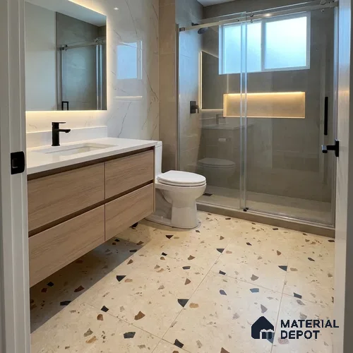 Terrazzo Floor & Wall Tile TL 12263 Retrona Hope 4 ft x 2 ft Carving Matte Finish Vitrified Tile - 9 mm | 4 Random Designs