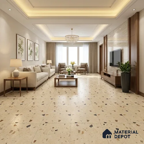 Terrazzo Floor & Wall Tile TL 12263 Retrona Hope 4 ft x 2 ft Carving Matte Finish Vitrified Tile - 9 mm | 4 Random Designs