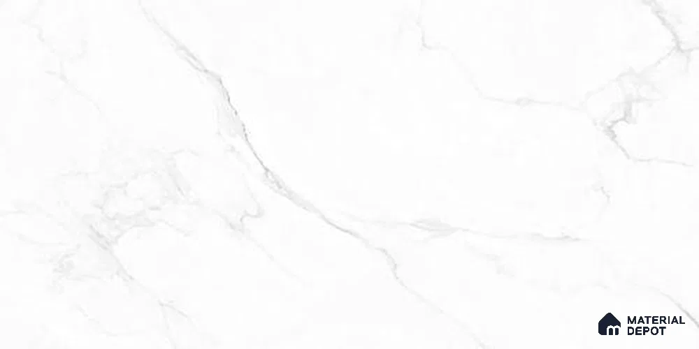 Marble Wall & Floor Tile TL 12301 White 4 ft x 2 ft Matte Finish Vitrified Tile - 9 mm | 4 Random Designs | Suitable For Living Room, Bedroom, Kitchen