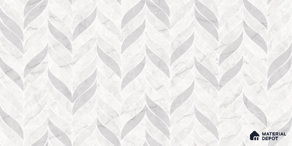 Patterned Wall Tile TL 12303 B Ather White Decor Endless 4 ft x 2 ft Glossy Carving Finish Vitrified Tile - 9 mm | 1 Random Design
