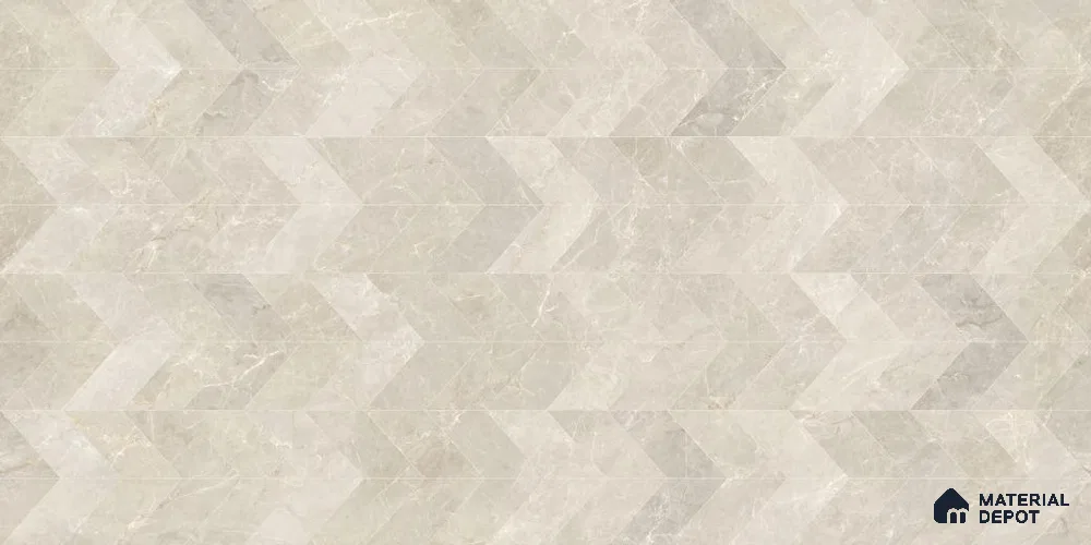 Marble & Geometric Endless Decor Wall Tile TL 12304 B Silver 4 ft x 2 ft Carving Glossy Finish Vitrified Tile - 9 mm | 1 Random Design | Suitable for Living Room, Dining, Feature / Accent Walls
