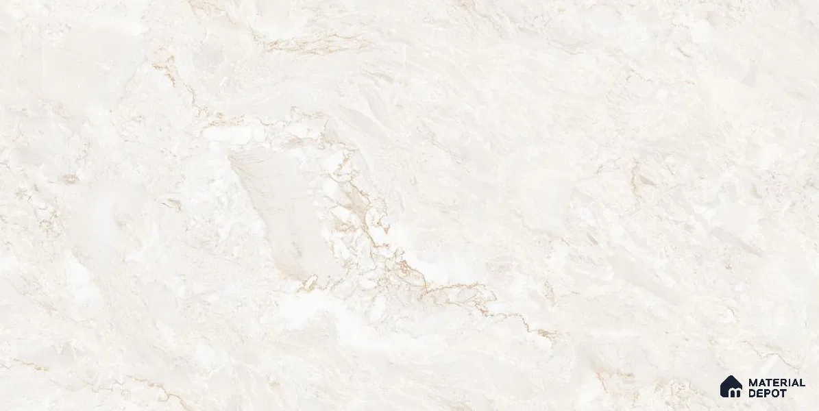 Marble Wall & Floor Tile TL 12312 Ivory 4 ft x 2 ft Glossy Finish Vitrified Tile - 9 mm | 4 Random Designs | Suitable For Living Room, Bedroom, Dining