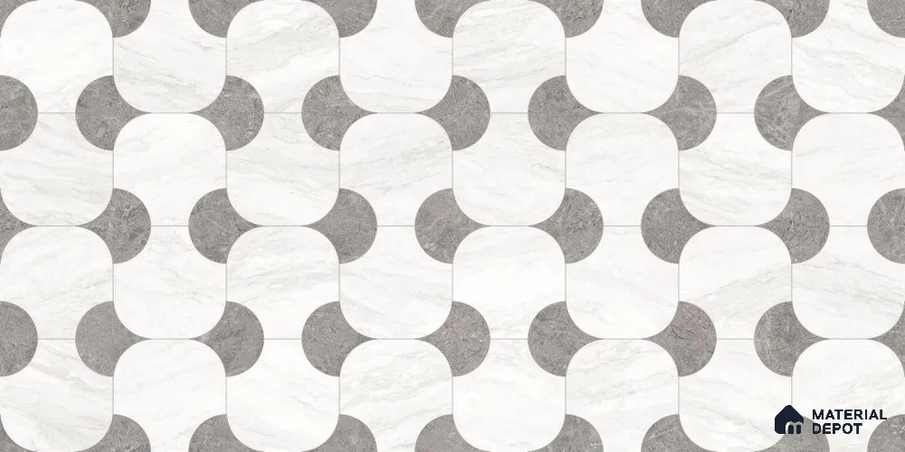 Marble & Geometric Endless Decor Wall Tile TL 12315 B White 4 ft x 2 ft Glossy Finish Vitrified Tile - 9 mm | 1 Random Design | Suitable for Living Room, Dining, Feature / Accent Walls