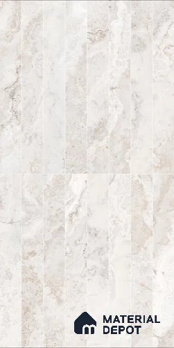 Marble & Stacked Stone Decor Wall Tile TL 12316 B Ivory 4 ft x 2 ft Glossy Finish Vitrified Tile - 9 mm | 1 Random Design | Suitable for Living Room, Dining, Feature / Accent Walls