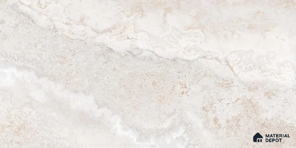 Marble Wall & Floor Tile TL 12316 Ivory 4 ft x 2 ft Glossy Finish Vitrified Tile - 9 mm | 5 Random Designs | Suitable For Living Room, Bedroom, Dining